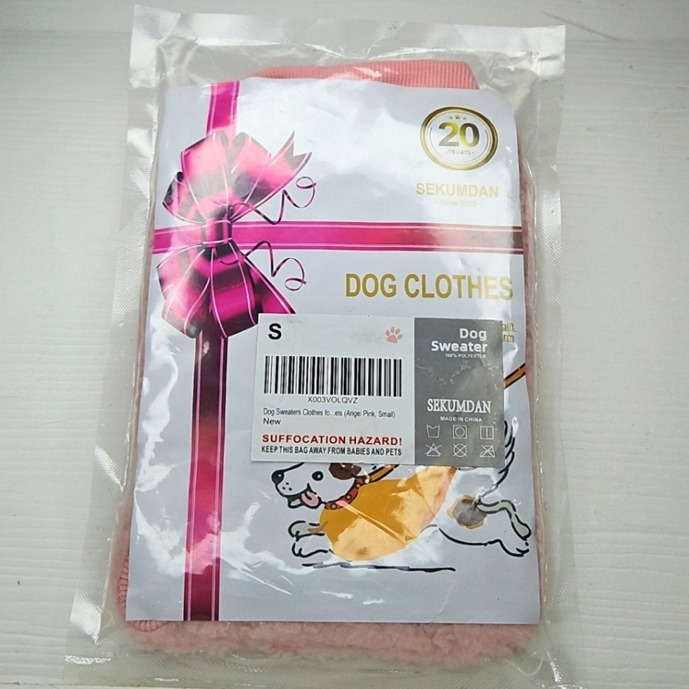 SEKUMDAN Dog Sweater Dog Clothes Dog Sweater Angel Pink Petcore Cute Cozy Size S